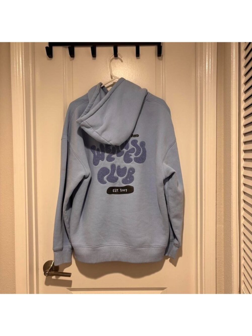 Cotton On blue plush hoodie with embroiderySize M...